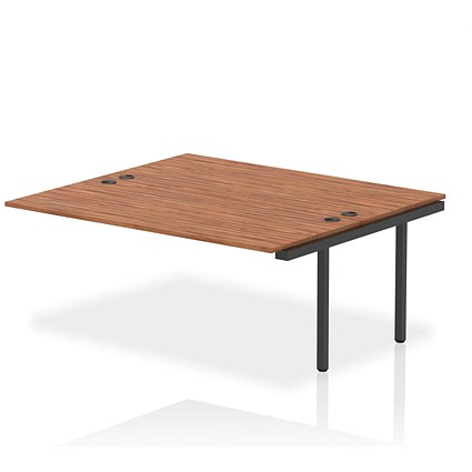 Impulse 2 Person Bench Desk Extension, Back to Back, 2 x 1800mm (800mm Deep), Black Frame, Walnut