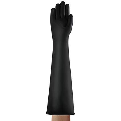 Ansell Industrial Latex Heavy Weight 24” Gauntlet, Black, Medium-Large