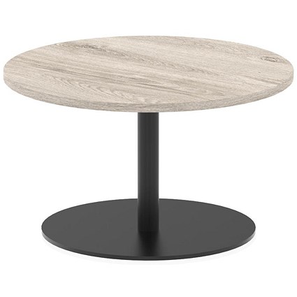 Italia Poseur Round Table, 800mm Wide, 475mm High, Grey Oak