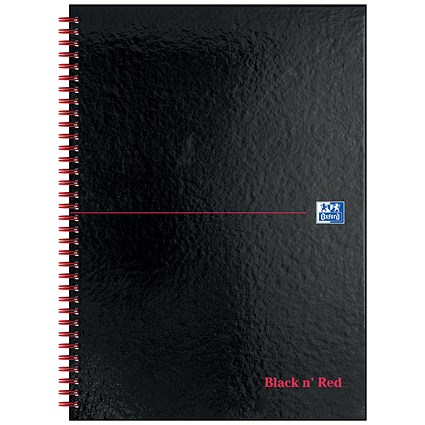 Black n' Red Hardback Wirebound Notebook, A4, Ruled, 140 Pages, Pack of 2