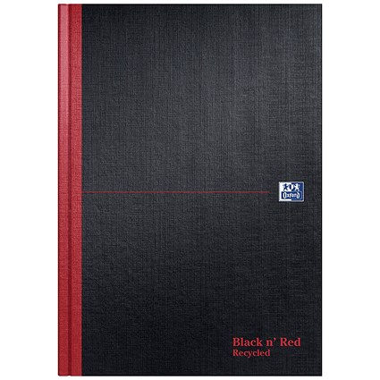 Black n' Red Hardback Casebound Recycled Notebook, A4, Ruled, 192 Pages, Pack of 2