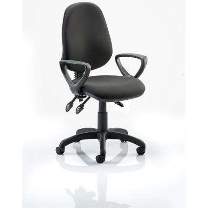 Eclipse Plus III Operator Chair, Fixed Height Loop Arms, Black