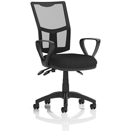 Eclipse Plus III Mesh Back Operator Chair, Fixed Loop Arms, Black