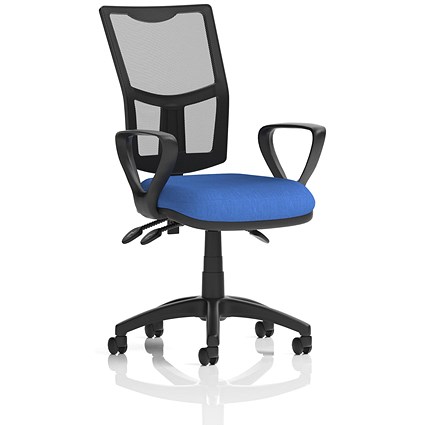 Eclipse Plus III Mesh Back Operator Chair, Fixed Loop Arms, Blue