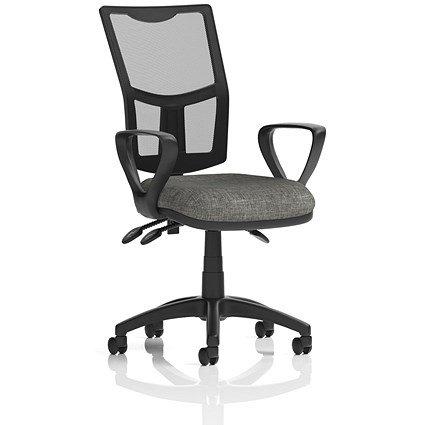 Eclipse Plus III Mesh Back Operator Chair, Fixed Loop Arms, Charcoal