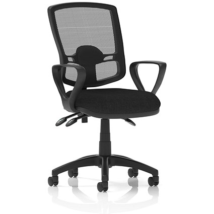 Eclipse Plus III Deluxe Mesh Back Operator Chair, Fixed Loop Arms, Black