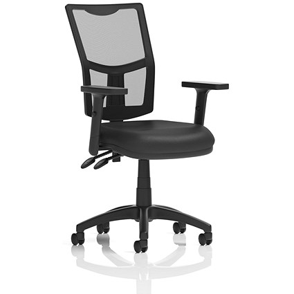 Eclipse Plus II Mesh Back Operator Chair, Height Adjustable Arms, Black Bonded Leather