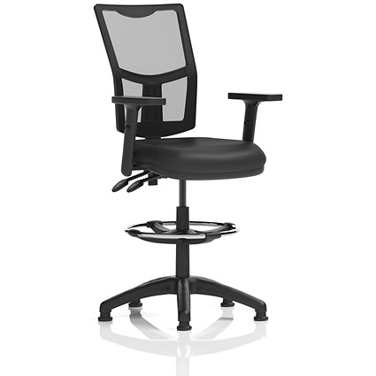 Eclipse II High Rise High Mesh Back Operator Chair, Black Bonded Leather, With Height Adjustable Arms