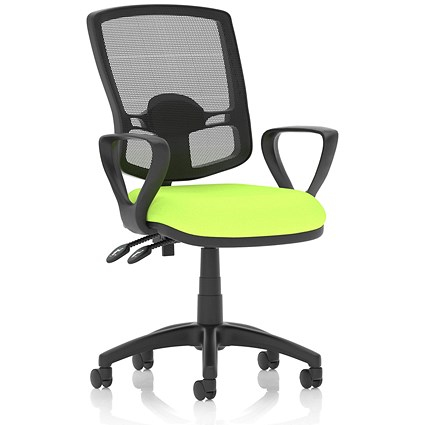 Eclipse Plus II Deluxe Mesh Back Operator Chair, Fixed Loop Arms, Myrrh Green