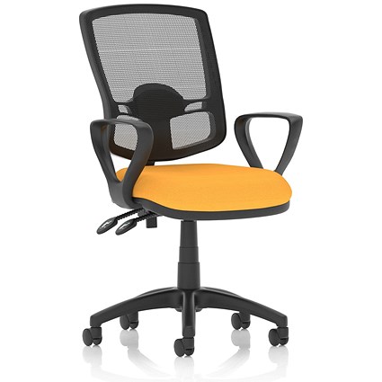 Eclipse Plus II Deluxe Mesh Back Operator Chair, Fixed Loop Arms, Senna Yellow