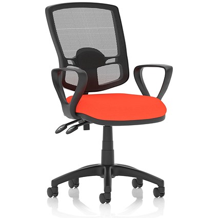 Eclipse Plus II Deluxe Mesh Back Operator Chair, Fixed Loop Arms, Tabasco Orange