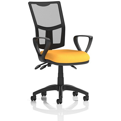 Eclipse Plus III Mesh Back Operator Chair, Fixed Loop Arms, Senna Yellow