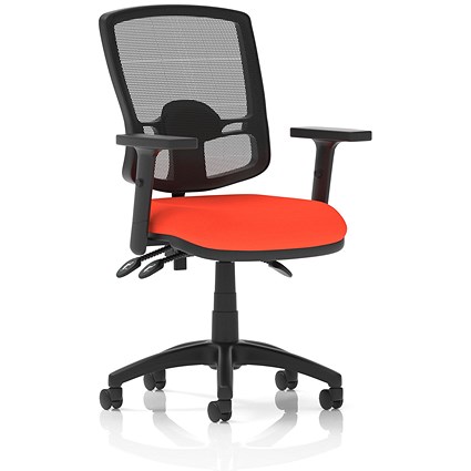 Eclipse Plus III Deluxe Mesh Back Operator Chair, Height Adjustable Arms, Tabasco Orange