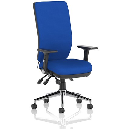 Chiro High Back Task Operators Chair, Stevia Blue , With Height Adjustable And Folding Arms