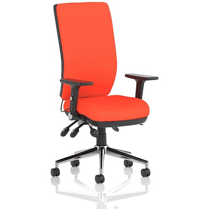 Chiro High Back Task Operators Chair, Tabasco Orange , With Height Adjustable & Folding Arms