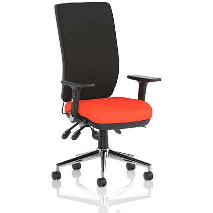 Chiro High Back Task Operators Chair, Tabasco Orange , With Height Adjustable & Folding Arms