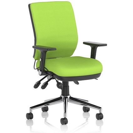 Chiro Medium Back Task Operators Chair, Myrrh Green , With Height Adjustable And Folding Arms