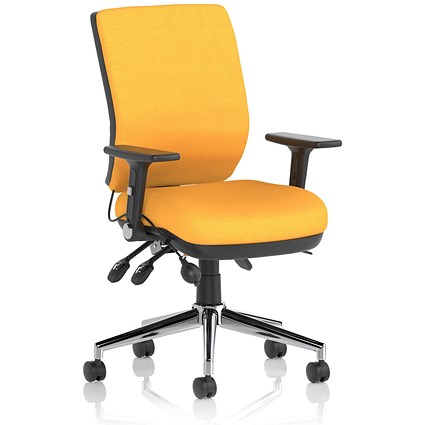 Chiro Medium Back Task Operators Chair, Senna Yellow, With Height Adjustable & Folding Arms