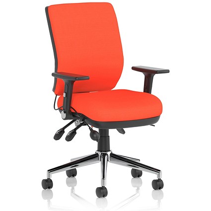 Chiro Medium Back Task Operators Chair, Tabasco Orange, With Height Adjustable & Folding Arms