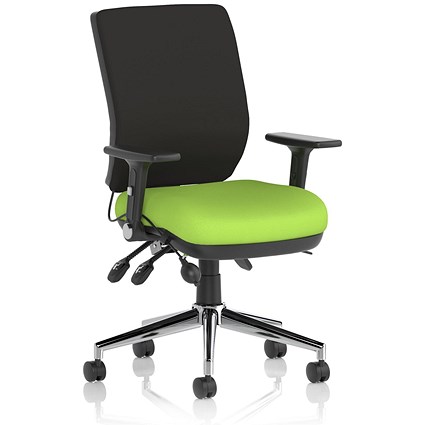 Chiro Medium Back Task Operators Chair, Seat Myrrh Green , With Height Adjustable And Folding Arms