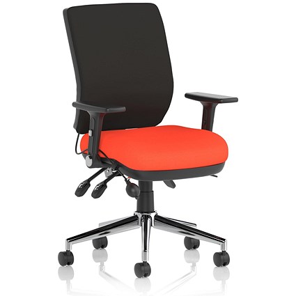 Chiro Medium Back Task Operators Chair, Tabasco Orange, With Height Adjustable & Folding Arms