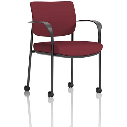 Brunswick Deluxe Visitors Chair, Black Frame, With Arms and Castors, Ginseng Chilli