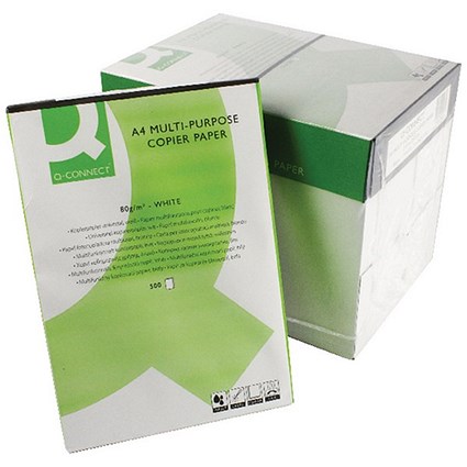  Q Connect 100% Recycled Multifunctional A4 80 gsm Copier Paper  - 5 x Reams of 500 Sheets Per Box : Office Products