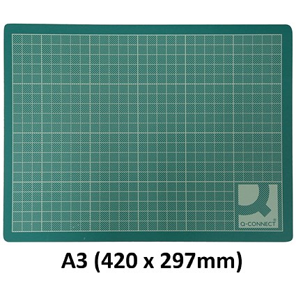 Q-Connect Cutting Mat, Non-Slip PVC, A3, Green