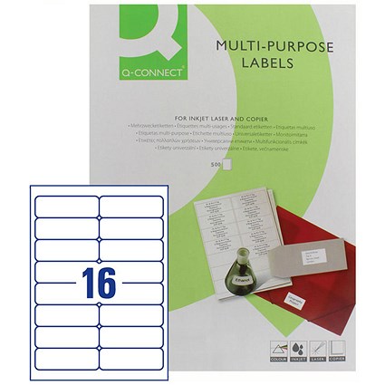 Q-Connect Multi-Purpose Label, 99.1x34mm, 16 per Sheet ...
