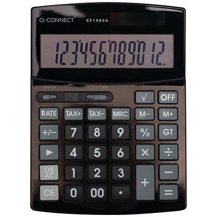 Q-Connect 12 Digit Business Table Top Calculator, Large, Black