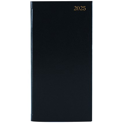 Q-Connect Slim Portrait Desk Diary, Week To View, Black, 2025