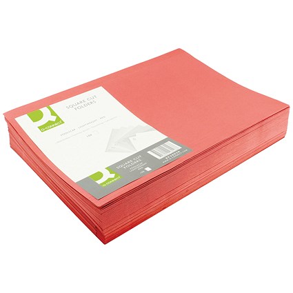 Q-Connect 180gsm, Square Cut Folder, Light-Weight, Foolscap, Red, Pack of 100