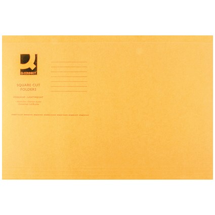 Q-Connect 180gsm, Square Cut Folder, Light-Weight, Foolscap, Orange, Pack of 100