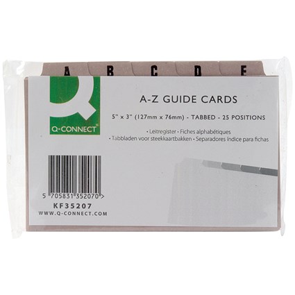 Q-Connect Guide Card 5x3 Inch A-Z Buff (Pack of 25)