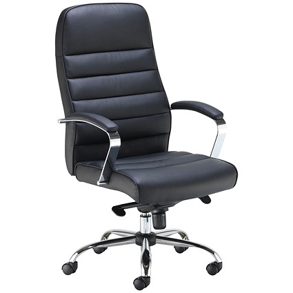 Jemini Ares High Back Leather Look Executive Chair, Black