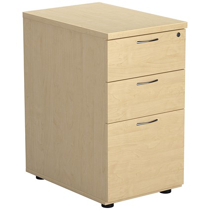 Jemini 3 Drawer Desk High Pedestal, 600mm Deep, Maple