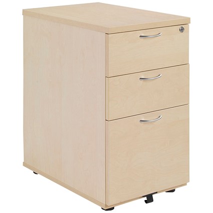 Jemini 3 Drawer Desk High Pedestal, 800mm Deep, Maple