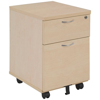 Jemini 2 Drawer Mobile Pedestal, Maple