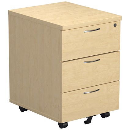 Jemini 3 Drawer Mobile Pedestal, Maple