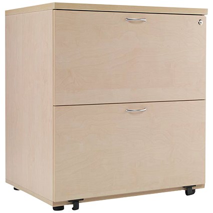 Jemini 2 Drawer Desk Side Filing Cabinet, 800x600x730mm, Maple