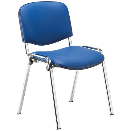 Jemini Ultra Multipurpose Chrome Frame Stacking Chair, Blue Vinyl