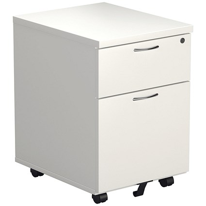 Jemini 2 Drawer Mobile Pedestal, White