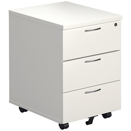 Jemini 3 Drawer Mobile Pedestal, White