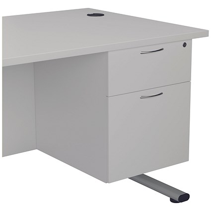 Jemini 2 Drawer Fixed Pedestal, 675mm Deep, White