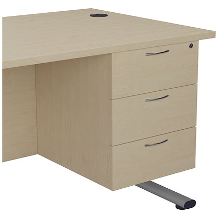 Jemini 3 Drawer Fixed Pedestal, 655mm Deep, Maple