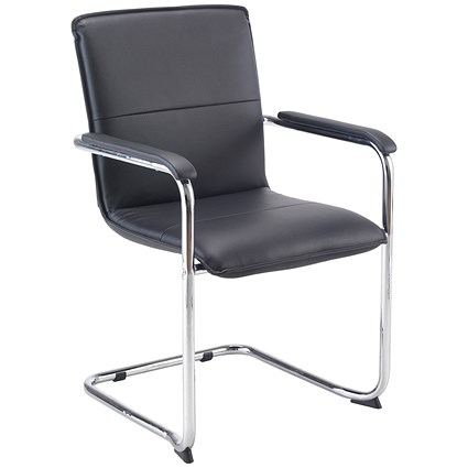 Arista Titan Cantilever Base Skid Feet Visitor Chair, Black/Chrome