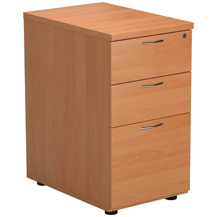 Jemini 3 Drawer Desk High Pedestal, 600mm Deep, Beech