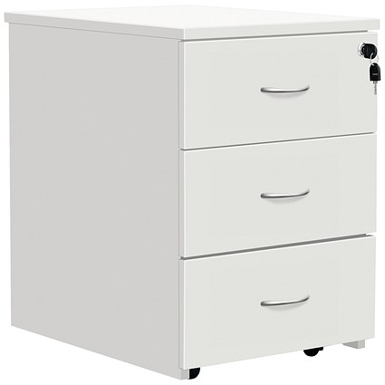 Serrion Eco 18 3 Drawer Mobile Pedestal, White