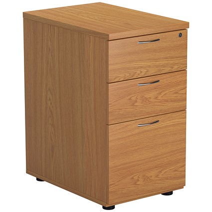 Jemini 3 Drawer Desk High Pedestal, 600mm Deep, Oak