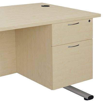 Jemini 2 Drawer Fixed Pedestal, 510mm Deep, Maple